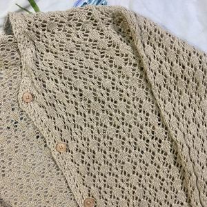 Knitted Front Open Cardigan