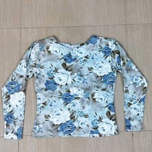 Montraje Blue Floral Print Top