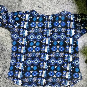 Geometric Print Blue Top