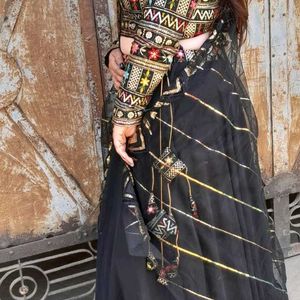 Black Lehnga With Multi Blouse