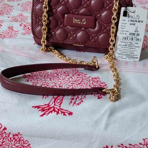 INC.5 Women Wine Quilted Sling Bag