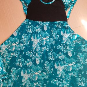 Sky Blue And Black Frock