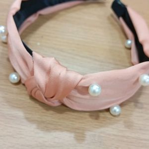 PEARL SATIN TURBAN HAIR BAND