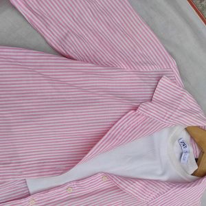 Pink And White Striped Oversized Shirt
