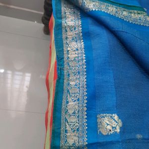 Sky Blue Pure Pattu Saree With Pur Zari