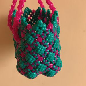 Pink With Green Small Basket