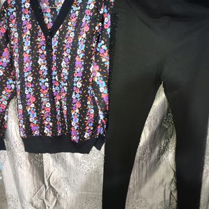 Flower Print Top With Stylish Pant