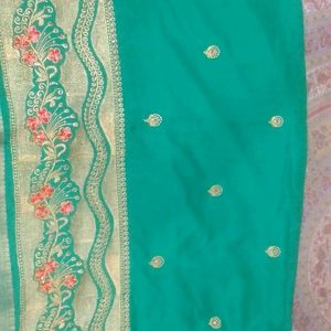 Saree With Heavy Embroidery On Bottom