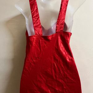 Korean Designer Red Silk One Piece