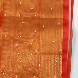 Orange Silk Sari