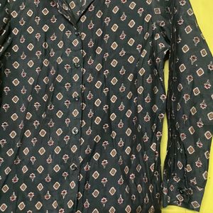 Green Floral Print Formal Shirt Ladies