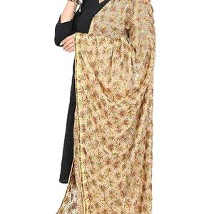 Chiffon Embroidered Women Dupatta (Beige Colour)