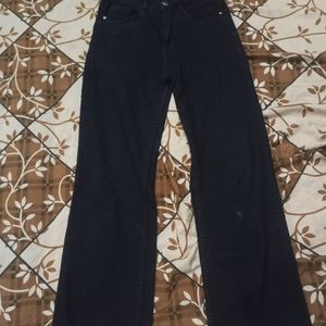 High Waist Denim Black Straight Jeans