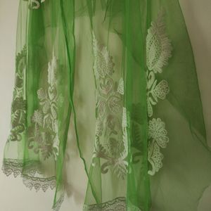 Green Net Embroidered Dupatta