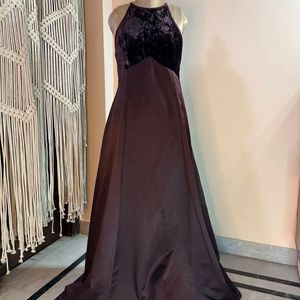 Brown Satin Velvet Gown