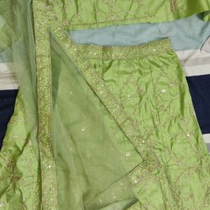 Art Silk Pista Color Lehanga Choli