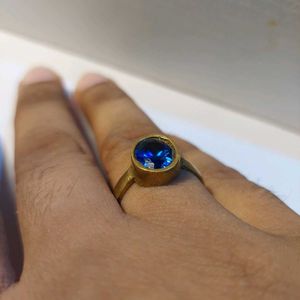 💍 Blue Sapphire Stone Brass Ring