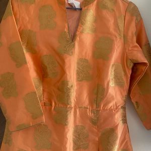 Coral Banarasi Festive Kurta