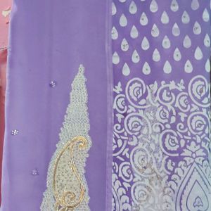 Lavender 🪻 White 🤍 two Shade Saree