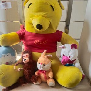 Combo Of 3 Feet Pooh With 4 Other Teddies