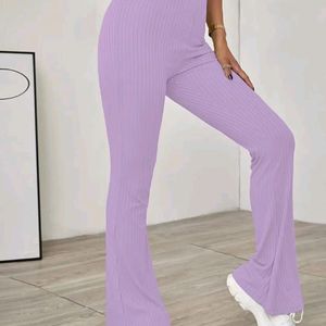 Women Polyester Blend Solid Trousers