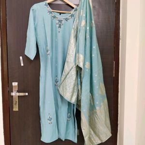 New Unused Cutdana Work Banarsi Dupatta Suit