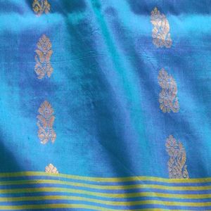 Blue And Green Silk Saree