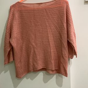 Peach Crochet top with cut design sleeves