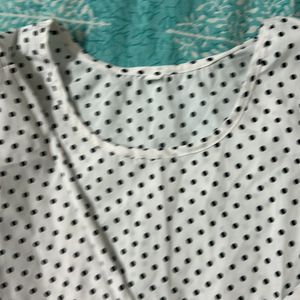 White Dotted Short Top