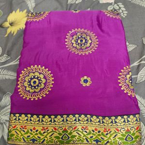 Purple Heavy Bordered Georgette New Saree