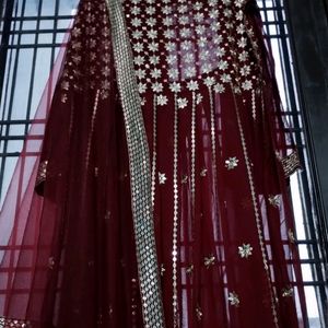 New Maroon Partywear Gown