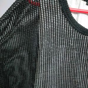 Zara Net Top With Attached Inner Sleeves