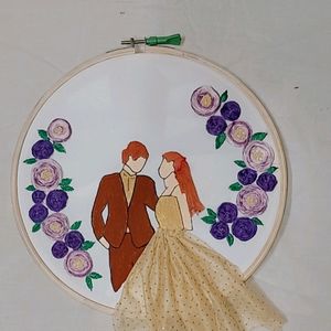 Dancing Couple Embroidered Wooden Hoop