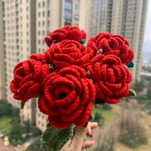 Pack Of 6 Crochet Red Roses 🌹