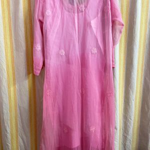 Double shade Pink chikankari kurta suit set