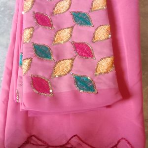 Plane Cutwork Saree With Work Blouse