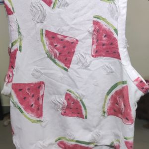 Watermelon Prints, Slightly Ripped Crop Top