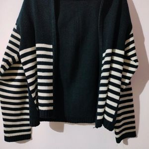 Woolen Black White Strip Jacket