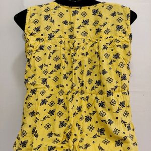 Women Yellow Floral Top | Bust 42 | Length 24