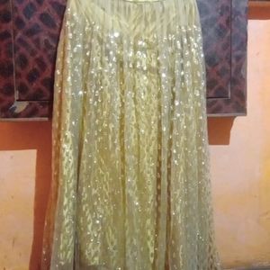 Beautiful Golden Lehenga With Heavy Worked