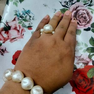 Pearl Bracelet & Ring Combo