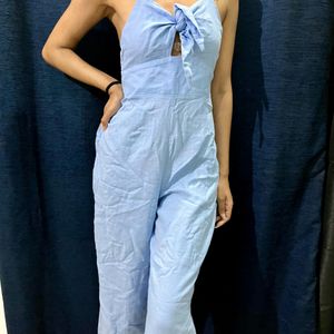 Zara Linen Blue Jumpsuit XS