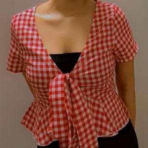 Shein Red Gingham Top