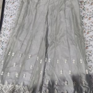 Grey Shining Kurta Plazoo Set