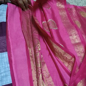 Party Wear Rose Pink Silk Saree