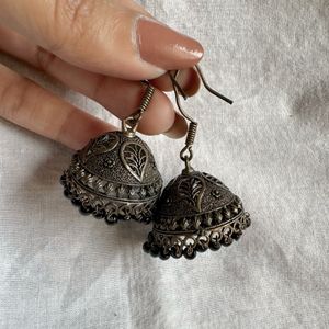 Silver Oxidised Jhumka