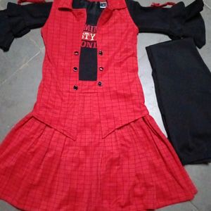 Party Wear Red Black Dress