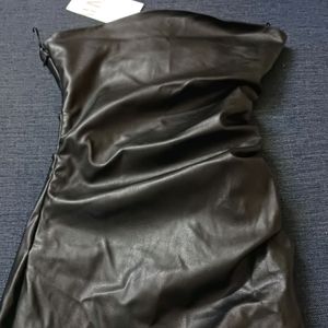 Zara DRAPPED FAUX Leather Dress