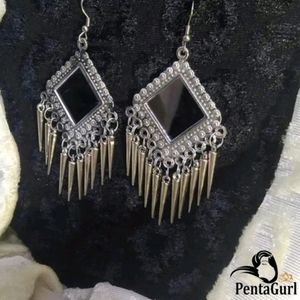 Diamond Shaped Mirror Drop Earings