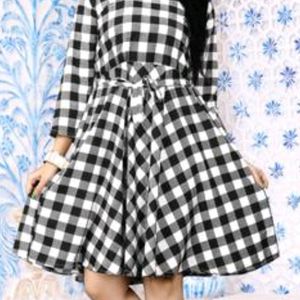 Black White Check Dress For Women